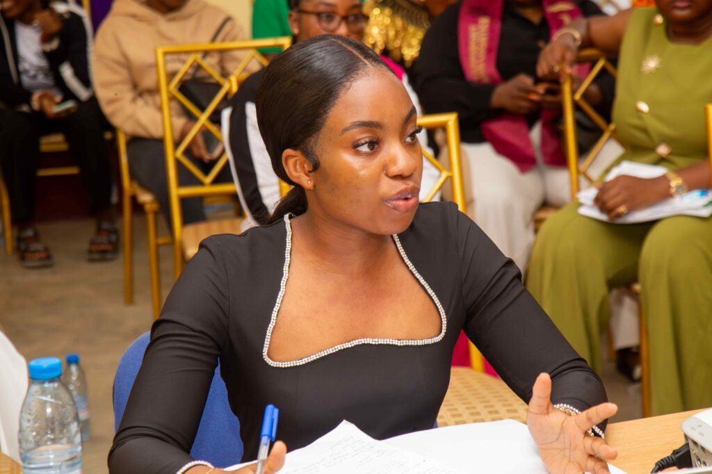 MBA student during project defense